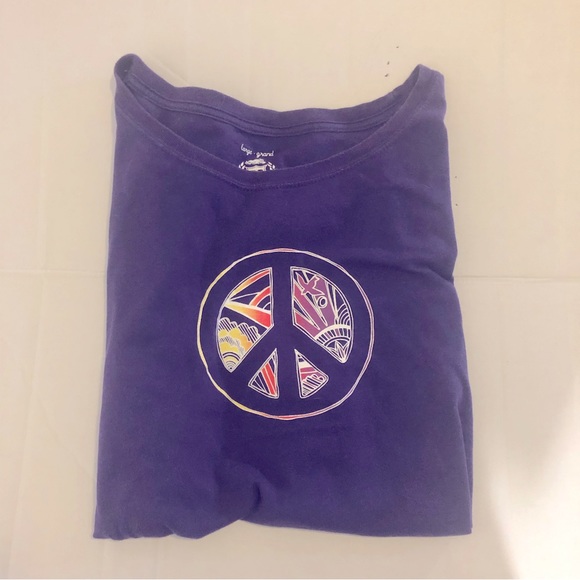 ROOTS Vintage 90s Top, Long Sleeved, Purple w/ Peace Sign, Women’s Size L - Picture 6 of 7